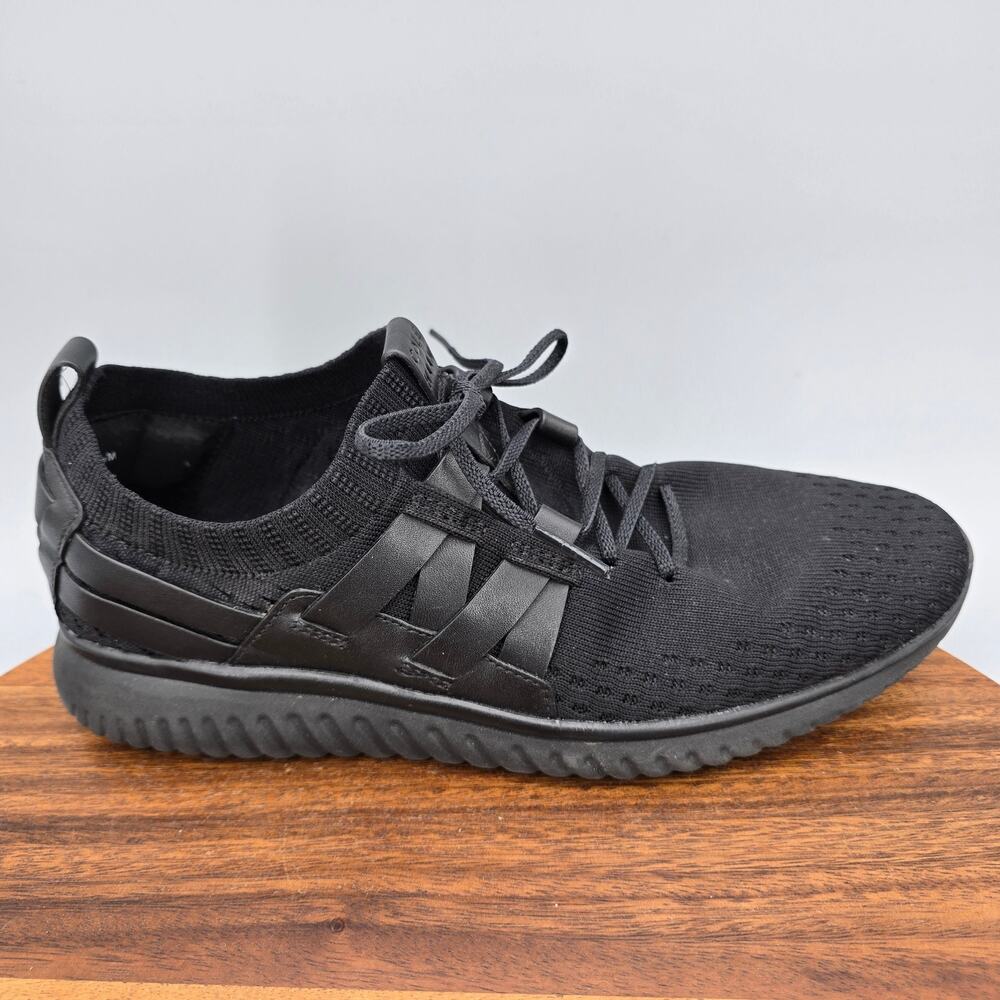 Cole Haan Grand Motion Shoes Mens 8.5 M Triple Black Stitchlite Leather Sneakers
